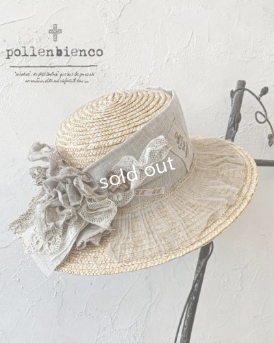 画像1: pollenbienco／アンティークプリーツレースのキャペリン