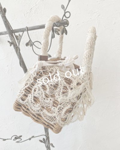 画像4: pollenbienco／アンティークレースと十字架のかごバッグ