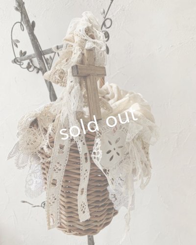 画像4: pollenbienco/アンティークレースとガーゼカバーのバスケット
