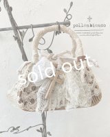 pollenbienco／アンティークレースと十字架のかごバッグ