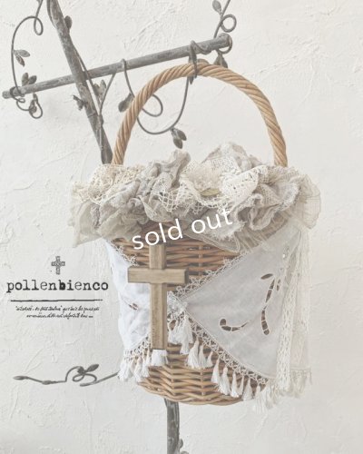 画像1: pollenbienco／アンティークタッセルレースと十字架のバスケット