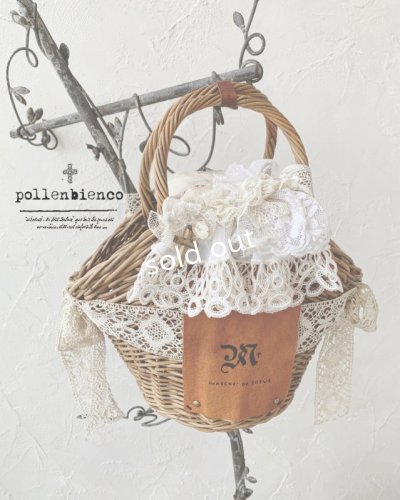 画像1: pollenbienco／アンティークレースとレザーのニーナバッグ