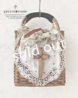pollenbienco／アンティークレースと十字架のかごバッグ