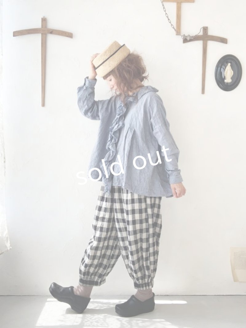 画像2: MARCHE' DE SOEUR／フローフリルブラウス・シャンブレーブルー (2)