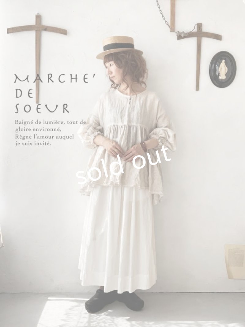 画像1: MARCHE' DE SOEUR／ギャザープルオーバー・リネンガーゼ (1)