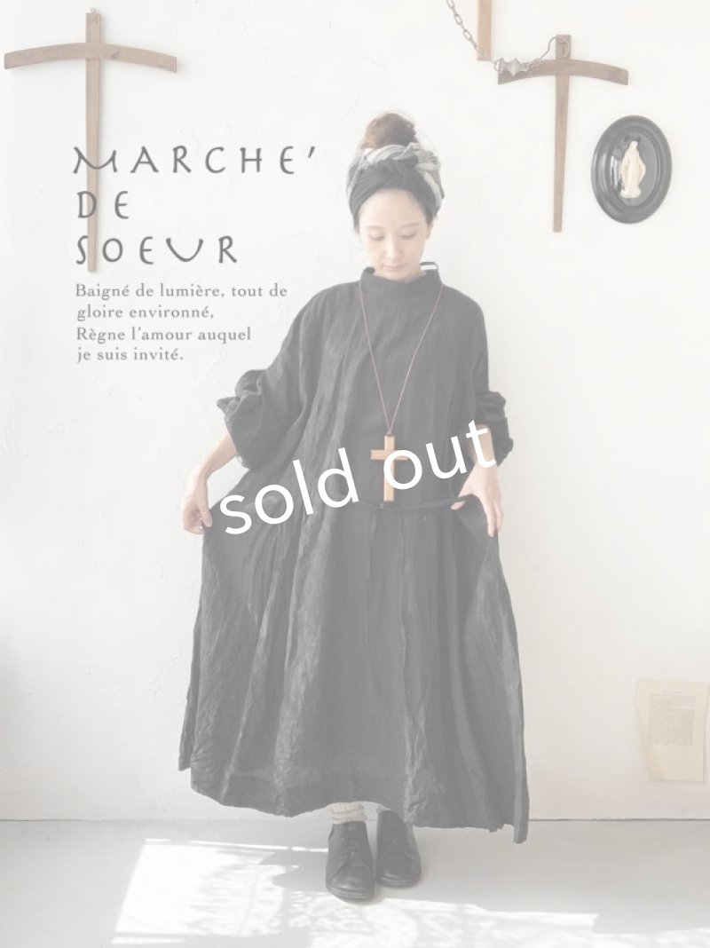 画像1: MARCHE' DE SOEUR／アシメトリータックワンピース・ブラック (1)