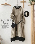 画像2: MARCHE' DE SOEUR／種蒔きポケットワンピース・ヴィンテージカーキ (2)