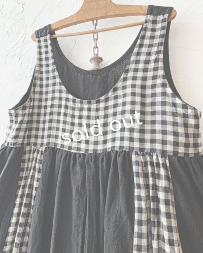 画像5: shizuka's & MARCHE３点セット／ロベリアのドレス・黒×白ギンガム（前スリットタイプ）