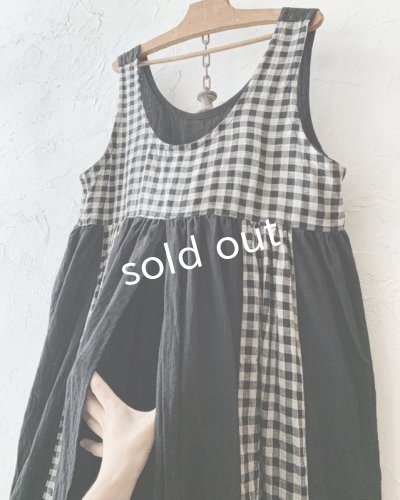 画像6: shizuka's & MARCHE３点セット／ロベリアのドレス・黒×白ギンガム（前スリットタイプ）