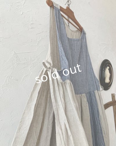 画像6: shizuka's & MARCHE3点セット/ロベリアのドレス・シャンブレー×生成り(サイドリボンタイプ)