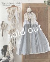 shizuka's & MARCHE３点セット／ロベリアのドレス・ストライプ×ホワイト（前スリットタイプ）