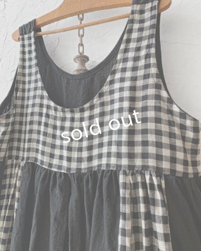 画像5: shizuka's & MARCHE3点セット/ロベリアのドレス・黒×ベージュギンガム(前スリットタイプ)