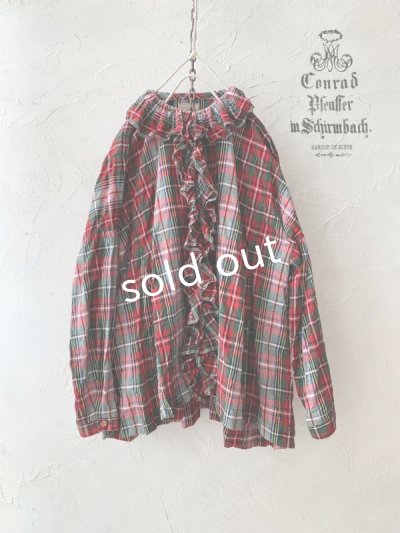 画像1: MARCHE' DE SOEUR／フローフリルブラウス・赤チェック