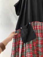 画像4: MARCHE' DE SOEUR／ギャザーポケットワンピース・赤チェック (4)