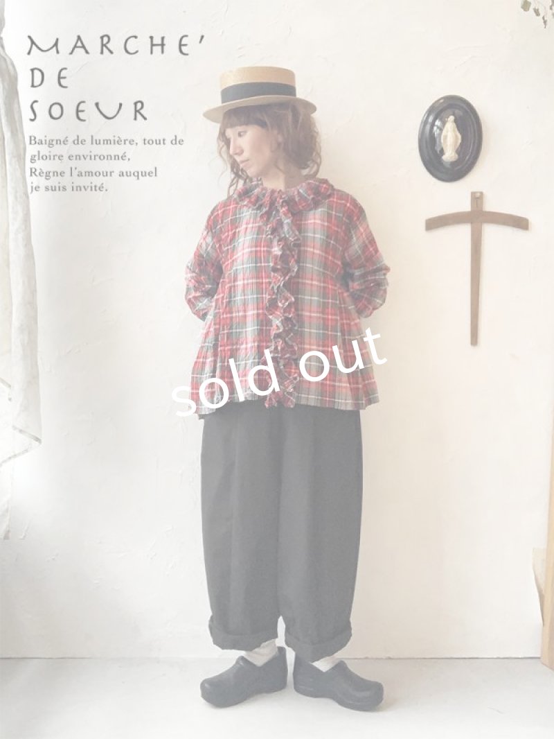 画像9: MARCHE' DE SOEUR／フローフリルブラウス・赤チェック (9)