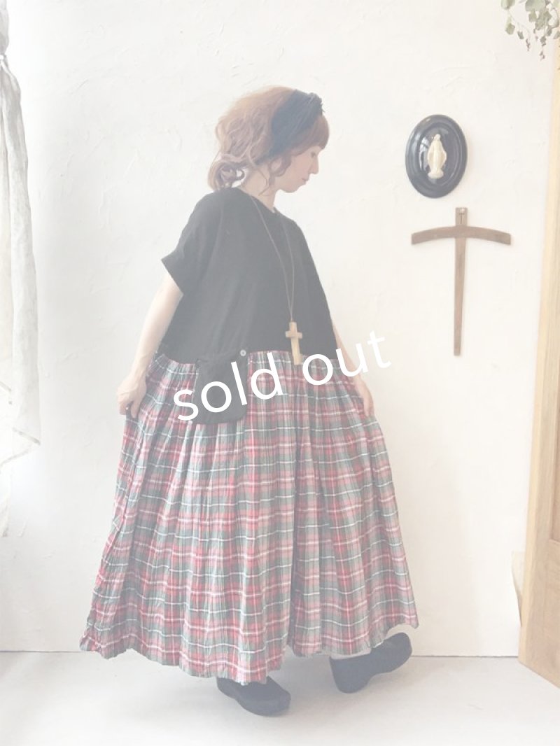画像8: MARCHE' DE SOEUR／ギャザーポケットワンピース・緑チェック (8)