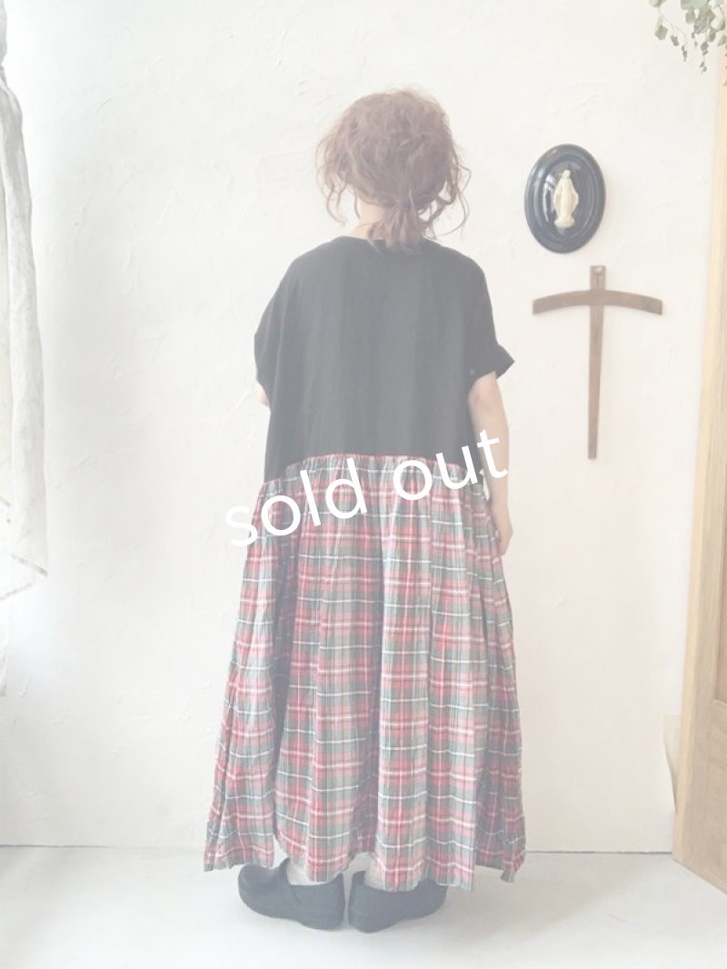 画像10: MARCHE' DE SOEUR／ギャザーポケットワンピース・赤チェック (10)