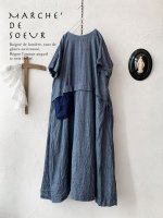 画像1: MARCHE' DE SOEUR／タックポケットワンピース・シャンブレー×ネイビーポケット (1)