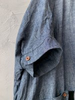 画像4: MARCHE' DE SOEUR／ギャザーポケットワンピース・シャンブレー×フレンチリネンチェックA (4)