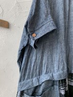 画像3: MARCHE' DE SOEUR／ギャザーポケットワンピース・シャンブレー×フレンチリネンチェックB (3)