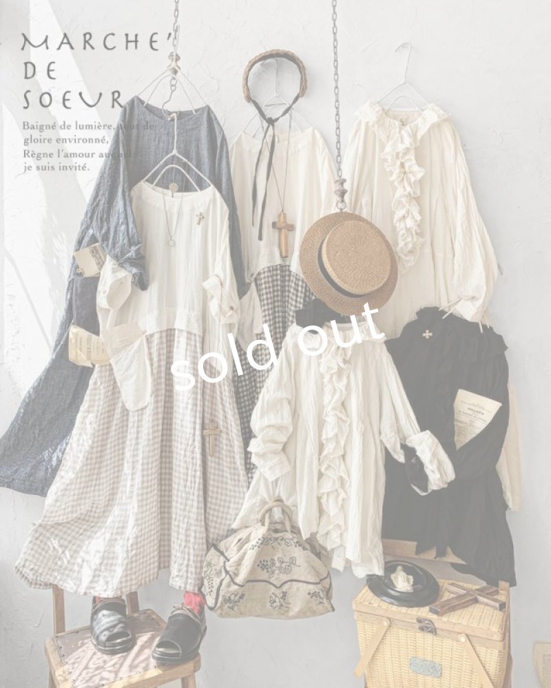 画像9: MARCHE' DE SOEUR／ギャザーポケットワンピース・ミルク×ブラウンチェック (9)
