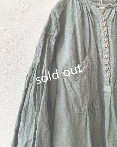 画像5: HALLELUJAH/1890's Bourgeron 羊飼いシャツワンピース・khaki(105cm丈)
