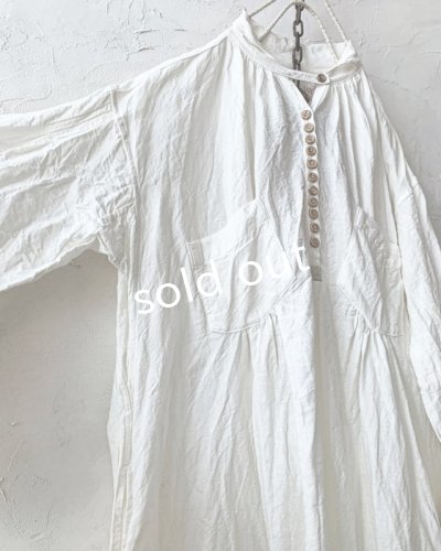 画像4: HALLELUJAH／1890's Bourgeron 羊飼いシャツワンピース・Off White（110cm丈）