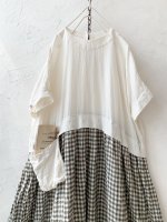 画像2: MARCHE' DE SOEUR／ギャザーポケットワンピース・ミルク×ブラウンチェック (2)