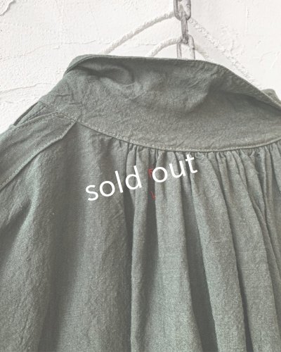 画像8: HALLELUJAH/1890's Bourgeron 羊飼いシャツワンピース・khaki(105cm丈)