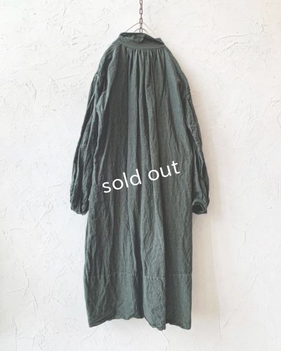画像2: HALLELUJAH／1890's Bourgeron 羊飼いシャツワンピース・khaki（105cm丈）