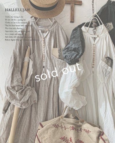 画像11: HALLELUJAH/1890's Bourgeron 羊飼いシャツワンピース・khaki(105cm丈)