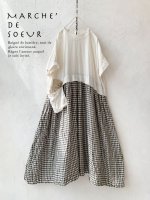 画像1: MARCHE' DE SOEUR／ギャザーポケットワンピース・ミルク×ブラウンチェック (1)