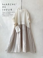 画像1: MARCHE' DE SOEUR／ギャザーポケットワンピース・ミルク×ベージュチェック (1)