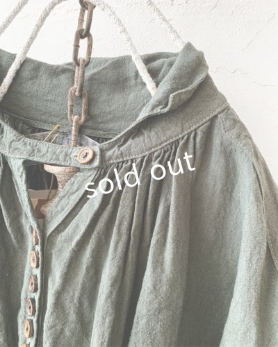 画像6: HALLELUJAH/1890's Bourgeron 羊飼いシャツワンピース・khaki(105cm丈)