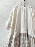 画像8: MARCHE' DE SOEUR／ギャザーポケットワンピース・ミルク×ベージュチェック (8)