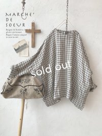 MARCHE' DE SOEUR／スモックプルオーバー・ラティスチェック生成り
