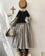 画像2: MARCHE' DE SOEUR／ブルターニュのワンピース・ラティスチェック【長め丈】 (2)