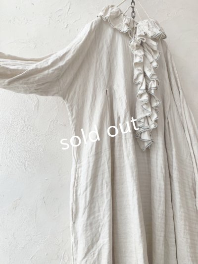 画像5: MARCHE' DE SOEUR／フローフリルワンピース・ヘリンボン生成り