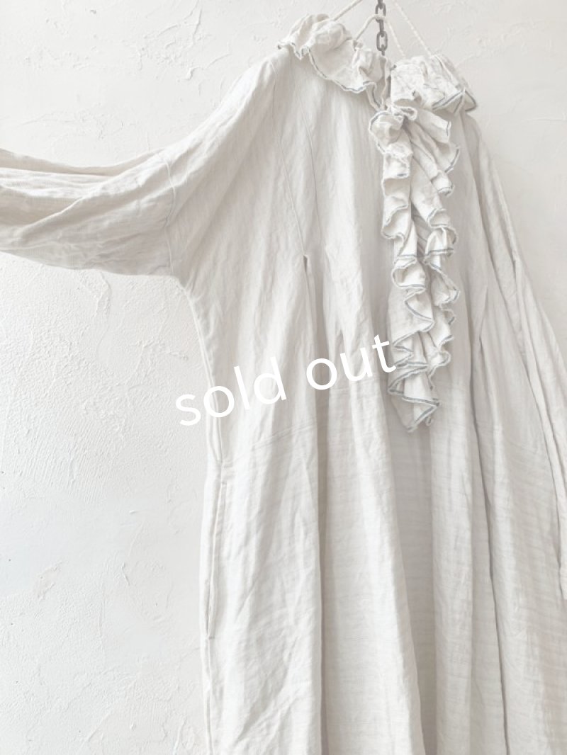 画像5: MARCHE' DE SOEUR／フローフリルワンピース・ヘリンボン生成り (5)