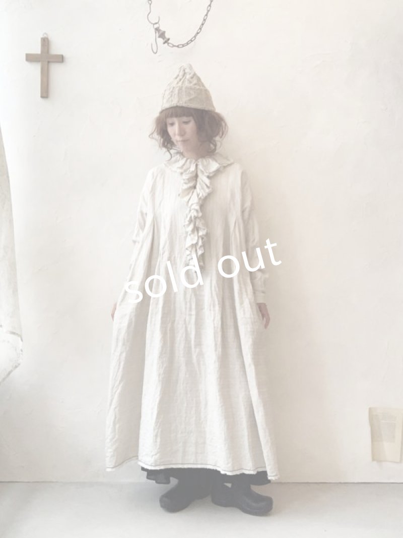 画像11: MARCHE' DE SOEUR／フローフリルワンピース・ヘリンボン生成り (11)