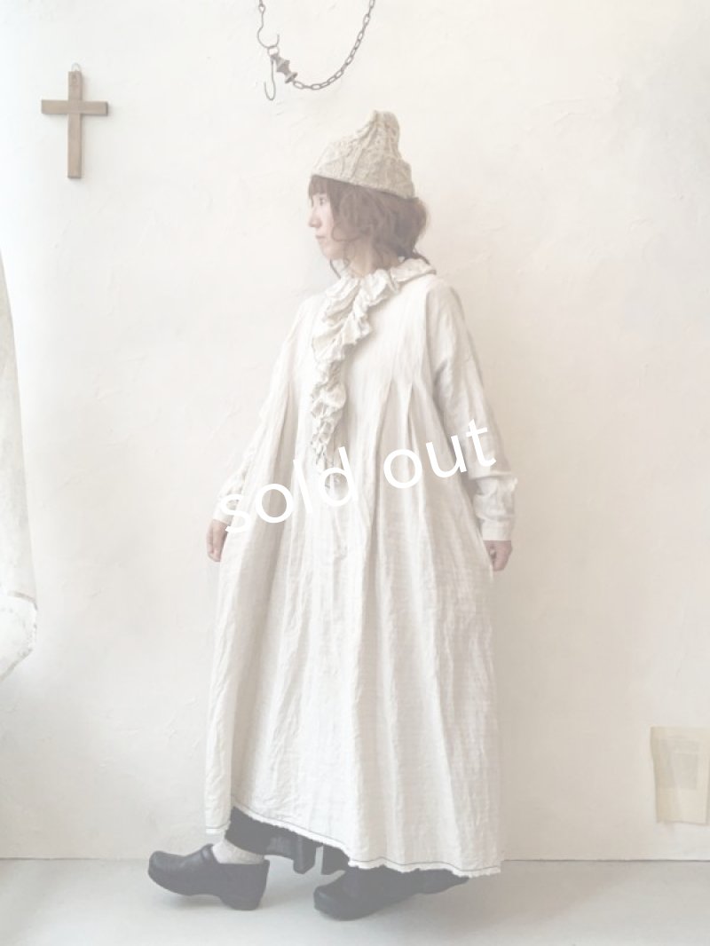 画像12: MARCHE' DE SOEUR／フローフリルワンピース・ヘリンボン生成り (12)