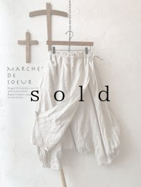 MARCHE' DE SOEUR／タブリエパンツ・ヘリンボン生成り