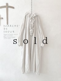 MARCHE' DE SOEUR／フローフリルワンピース・ヘリンボン生成り