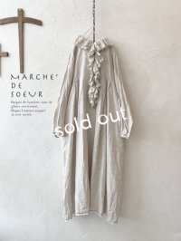 MARCHE' DE SOEUR／フローフリルワンピース・ヘリンボン生成り