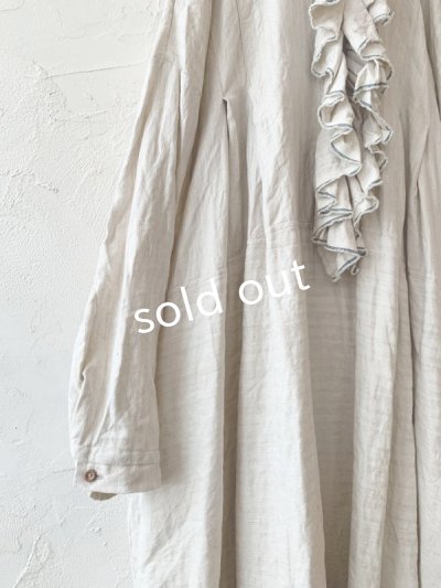 画像3: MARCHE' DE SOEUR／フローフリルワンピース・ヘリンボン生成り