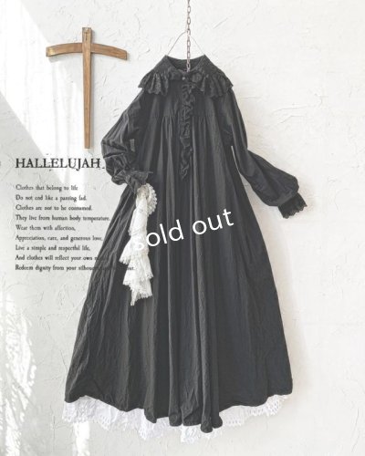 画像1: HALLELUJAH／Chemiscs de nuit 19c siecle 1800年代ナイトローブ・Black