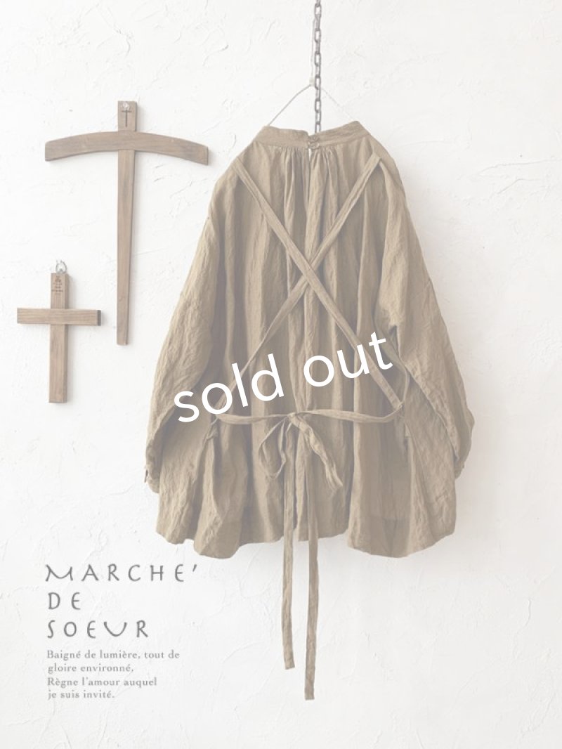 画像1: MARCHE' DE SOEUR／バッククロスギャザープルオーバー・ブラウンカーキ (1)