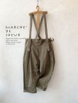 画像1: MARCHE' DE SOEUR／グレンチェックリネンサスペンダーパンツ・ヴィンテージカーキ (1)