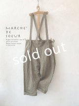 MARCHE' DE SOEUR／グレンチェックリネンサスペンダーパンツ・ヴィンテージカーキ