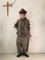画像12: MARCHE' DE SOEUR／グレンチェックリネンサスペンダーパンツ・ヴィンテージカーキ (12)